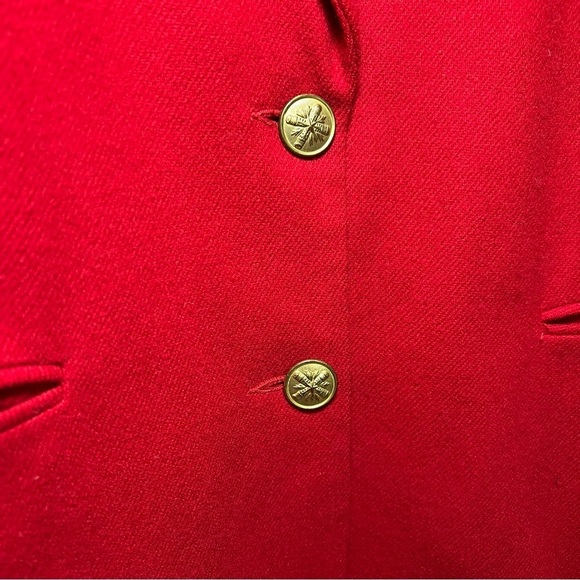 Vintage red wool preppy classic cinched waist blazer jacket single button sz 4 - Picture 12 of 16